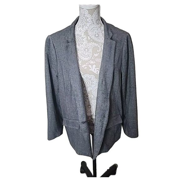 Talbots Blazer Aberdeen Herringbone Black & Gray 1 Button Women's 18W - Picture 1 of 9